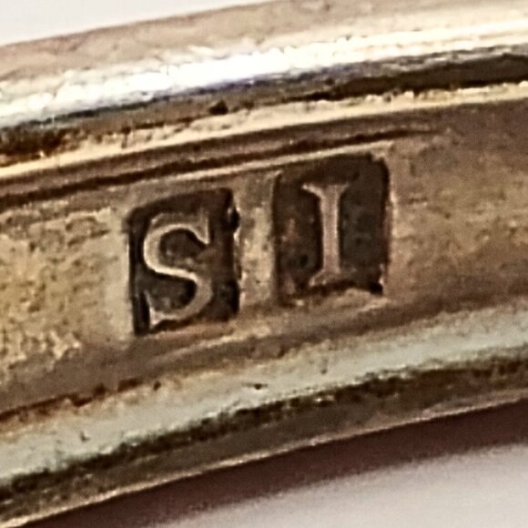 Vintage 70s Silver Plated Fork Wrap Bracelet & Abalone Shell Earrings Set Women - Picture 6 of 10